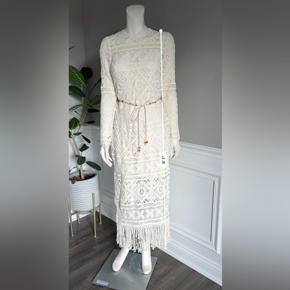 ZIMMERMANN Cira Ivory Ribbon Lace Tassel Midi Belted Dress sz 1 NWT 950$ - Picture 15 of 15